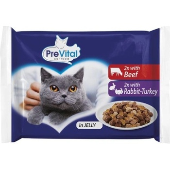 PreVital Cat Консерва говеждо/заек-пуйка в желе 4 x 100 г