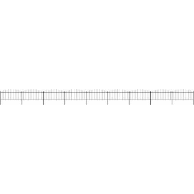 OMAXI Zahradní plot s kopím nahoře ocelový 1506 x 75 cm černý 714400