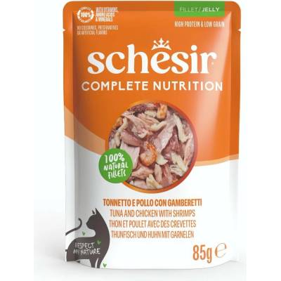 Schesir Cat Compl.Nutrit.Tuňák+kuře+krev.želé 85 g