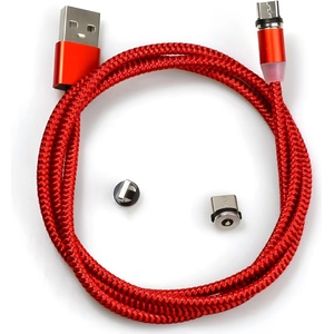 HARAHU Usb заряден кабел 3в1 с магнитни накрайници - Червен kp30704