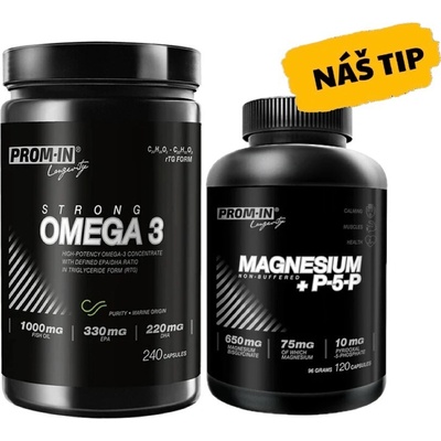 Prom-In Omega 3 Strong 240 kapslí + Magnesium+P5P 120 kapslí
