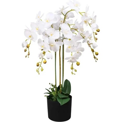 Umělá rostlina orchidej s květináčem 75 cm bílá