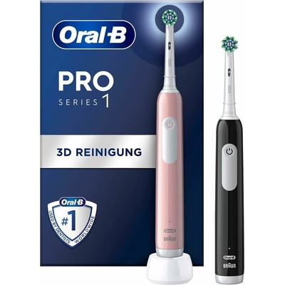Oral-B Pro Series 1 Duo Pack set Black handle and a Pink handle