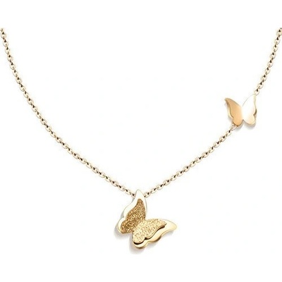 Troli Pozlátený motýlie náhrdelník Metal Butterfly KNSC-257-GOLD