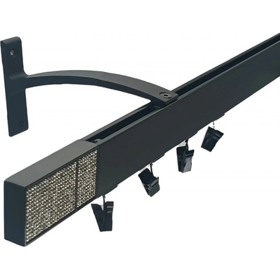 Kovovégarnýže Garnýže Square line elegance royal diamond černá matná Dvouřadá, 0-100cm, jezdec s kovovou žabkou