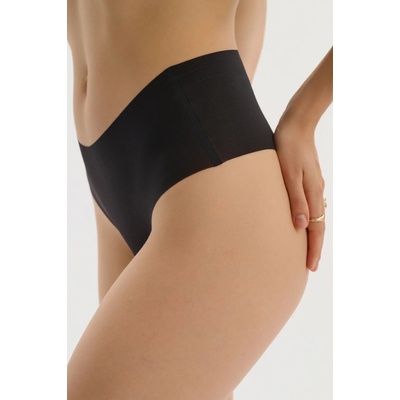 Julimex Bezešvé brazilky Mousse s vyšším pasem laserově střižené Čierna