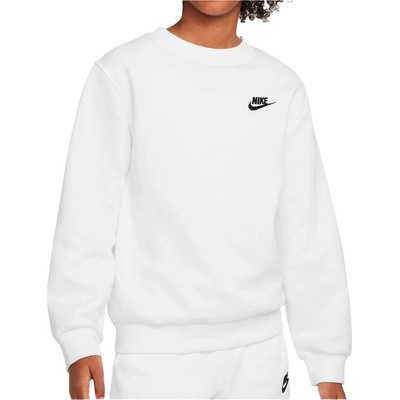 Детски пуловер Nike Kid's NSW Club Fleece Crew L/S Longsleeve - White / Black - размер M (704-6161-0313)