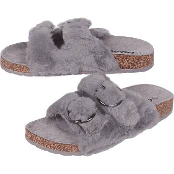 Image 1 of Домашни чехли в сиво с пух