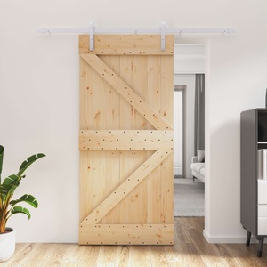 vidaXL Преплъзваща се врата 95 x 210 cm Естествено и бяло (3444947)