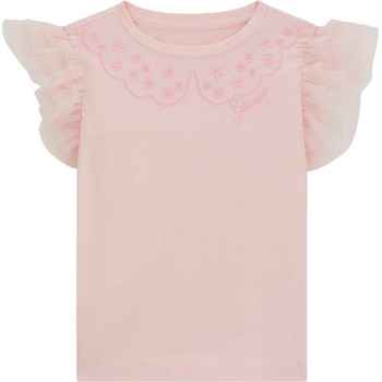 Guess Тениска с къс ръкав Guess - С панделка и къдрички, розова, 12 м (20261-K6RI25-K6YW4-G62O-12M)