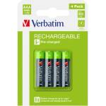 Verbatim Батерия, Verbatim RECHARGEABLE BATTERY AAA 4 PACK / HR03 (49514)