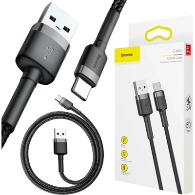 Baseus CATKLF-AG1 USB-C 3A, 0,5m, šedý, černý