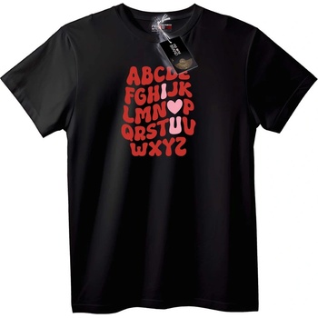NOONEBRAND Тениска Азбучно Сърце - XS, Black