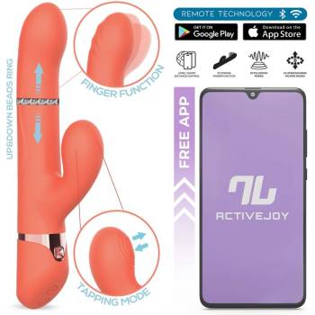 Image 1 of INTOYOU App Series Mindy Vibe with Up & Down Beads Ring, Finger & Pulsations Function Salmon