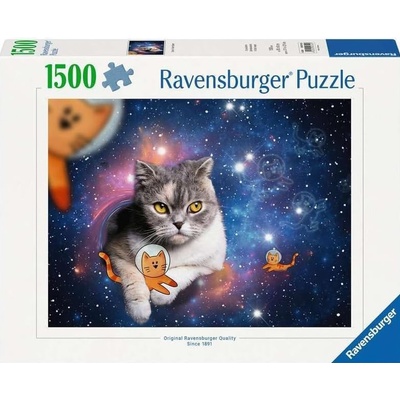 Ravensburger Пъзел Ravensburger от 1500 части - Котки в космоса (12000742)