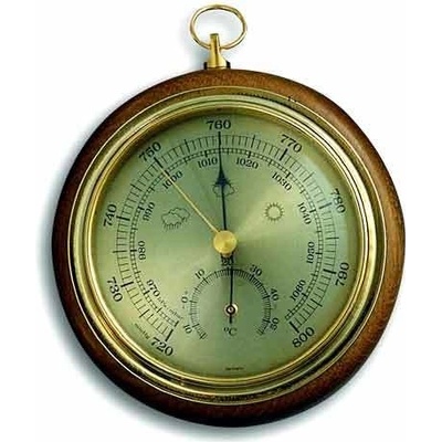 45.1000.01 TFA Analógový barometer s teplomerom, masívne dubové drevo