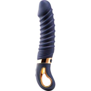 DreamToys Goddess - вибратор с оребряване и подгряване (тъмносин)