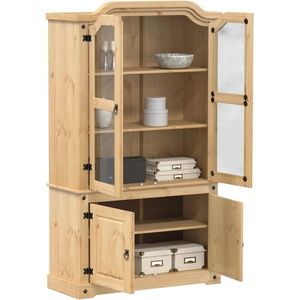 vidaXL Стъклен шкаф витрина Corona 103, 5x42x180 см бор масив (4002777)