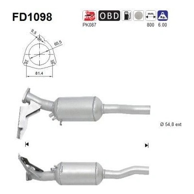 Filtr sazových částic, výfukový systém AS FD1098