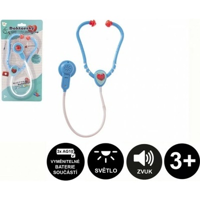 Doktor stetoskop plast 53cm na batérie so svetlom so zvukom na karte 17x34x3cm