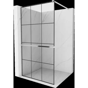 Mexen Kioto+ душкабина с рафт Walk-in 110 x 200 см, черна решетка, хром - 800-110-121-01-77 (800-110-121-01-77)