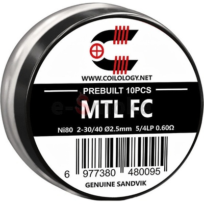 Coilology 10 ks MTL Fused Clapton Ni80 špirálky 0,6 ohm