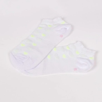 Image 1 of Детски чорапи-терлик в бяло със сърца в неоново жълто