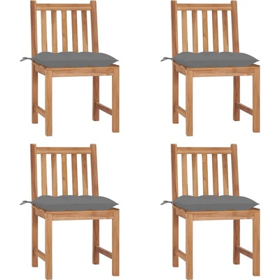 vidaXL Градински столове 4 бр с възглавници тиково дърво масив (3073104)