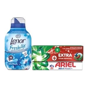 Ariel Капсули Ariel 26PD+ Омекотител за тъкани Lenor 36PD