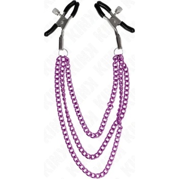 Kink Щипки за зърна с тройна лилава верижка Kink