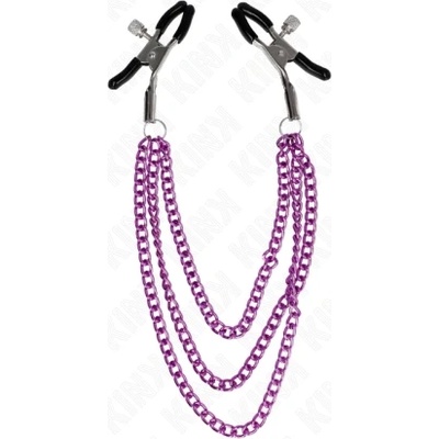 Kink Щипки за зърна с тройна лилава верижка Kink