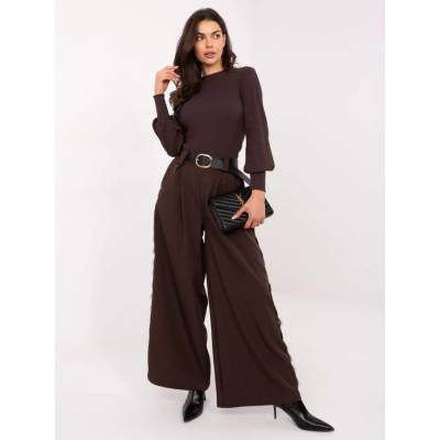 Rue Paris Blouse-R V-BZ-5223.15-dark brown čierna hnedá