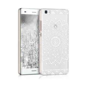 kwmobile Прозрачен калъф с дизайн ориенталско цвете за Huawei P8 Lite - бял