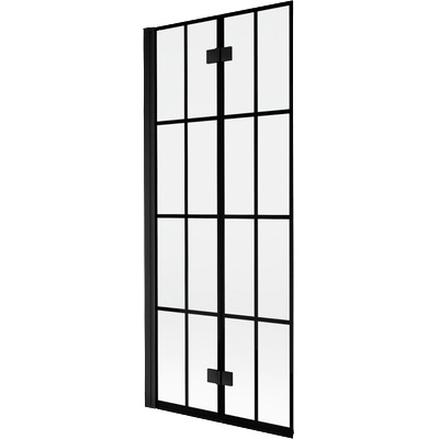 Mexen Mist параван за баня 2-крилен ляв 80 x 150 cm, черна решетка, черен - 8A9-080-002-70-77-L (8A9-080-002-70-77-L)