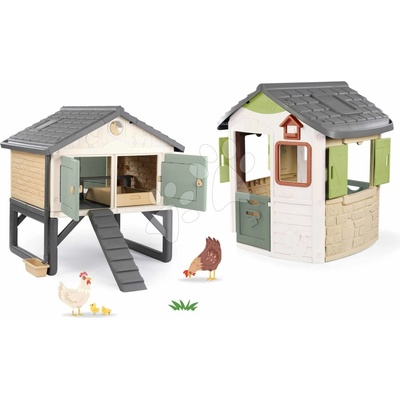 Smoby Set domček a kurín pre sliepky Life Jura Lodge rozšíriteľný s kŕmidlom pre vtáčiky
