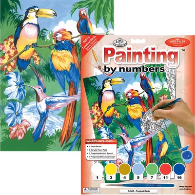 Maľovanie podľa čísiel Tropické vtáky
