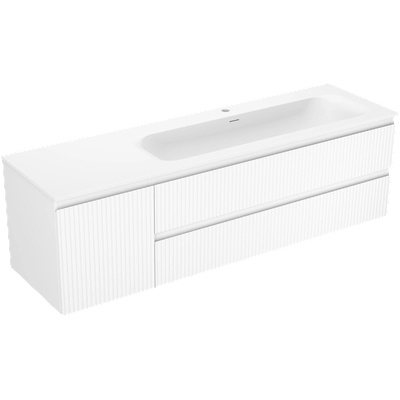 Rivel шкаф за баня 160 см с мивка Vela дясна, 2S, 1D, с канал, бял мат (91A23-16047-3-BBFFF01-W23P01)