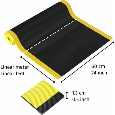Notrax 413 Gripper Sof-Tred Protiúnavová rohož s vrstvou Dyna-Shield a pozdĺžnym rebrovým vzorom čierna / žltá 60 cm x 18,3 m