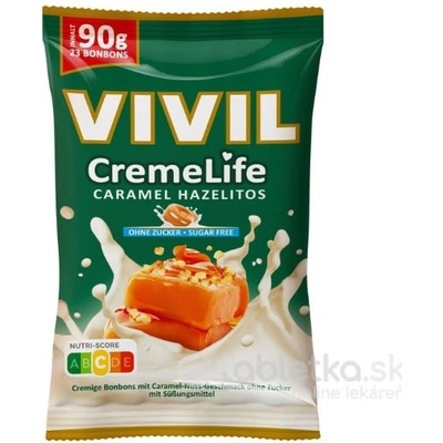 VIVIL Creme Life Karamel, oriešky smotanové cukríky bez cukru 90 g