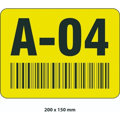 Samolepicí značení skladovacích míst – polykarbonát, žluto-černá, 200×150 mm