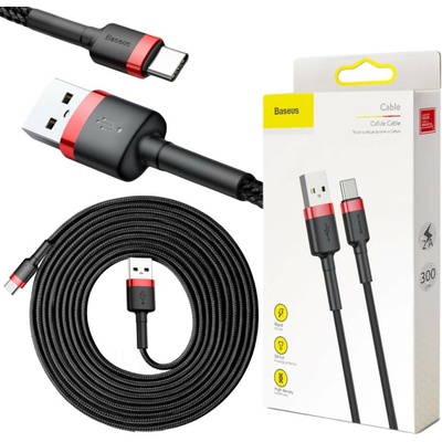 Baseus CATKLF-U91 USB - USB-C, 2A, 3m, černo-červený
