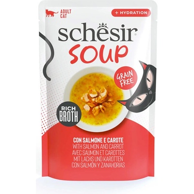 Schesir Cat Soup Divoký růžový losos s mrkví 40 g