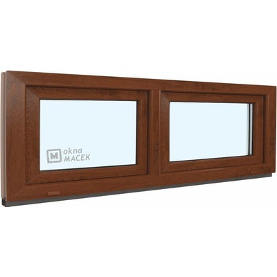 KÖMMERLING Plastové okno - 70 AD, 1800x500 mm, S/S, ořech čiré, ořech/bílá