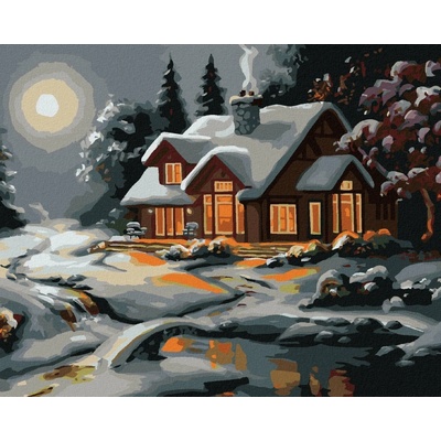 Zuty Malování Podle Čísel Zasněžený Dům Po Soumraku D. Rusty Rust 80 x 100 Cm Plátno Rám