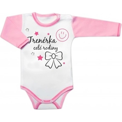 Baby Nellys Body dlouhý rukáv s vtipným textem Trenérka celé rodiny
