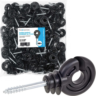 Kruhový izolátor s vrutem pro elektrický ohradník, vodiče do 12 mm - 100 ks