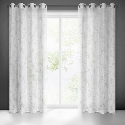 Takoy Závěs FIORE z poloprůhledné matné látky s grafickým květinovým motivem-HF-386999 | 140 x 250 cm