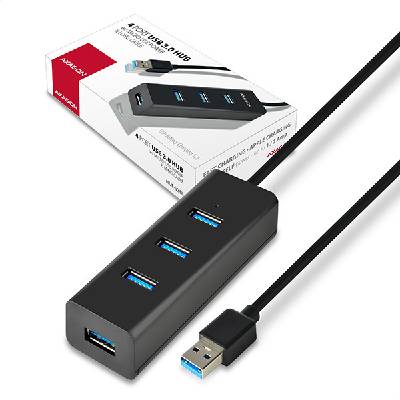 AXAGON HUE-S2BL, 4x USB 3.0 CHARGING hub, micro USB nap. konektor, kabel USB-A 1.2m HUE-S2BL