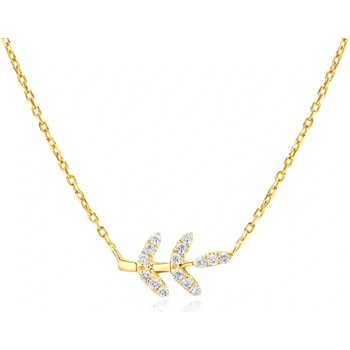 SAVICKI Колие с листо: злато. диаманти