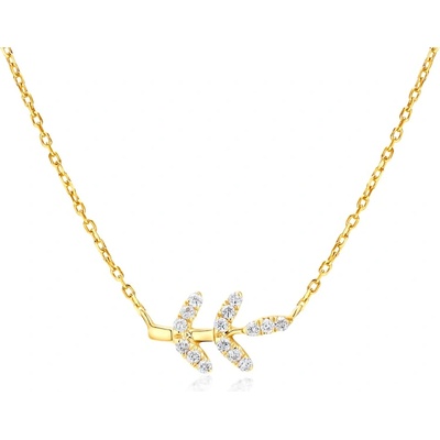 SAVICKI Колие с листо: злато. диаманти